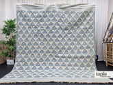Hayat - Tapis berbère sur mesure bleu et blanc – Tapis Zanafi kilim géométrique