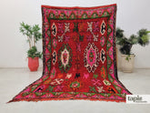 Ghofran - Tapis berbère 188x298 rouge profond - Tapis Beni M'Guild vintage abstrait
