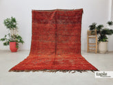 Hena - Tapis berbère 200x312 rouge vif - Tapis Beni M'Guild géométrique shaggy vintage