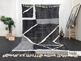 Ismail - Tapis berbère 174x300 noir et blanc - Tapis Zanafi géométrique
