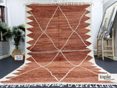 Karim - Tapis berbère sur mesure marron et blanc - Tapis Zanafi géométrique
