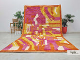 Kohal - Tapis berbère 213x335 violet et orange - Tapis Beni Ouarain abstrait coloré
