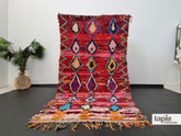 Marouane - Tapis berbère 135x275 rouge multicolore géométrique vintage - Tapis Boucherouite
