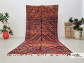 Nidaa - Tapis berbère 175x333 bordeaux rayé - Tapis Beni M'Guild vintage