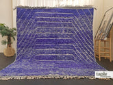 Nizar - Tapis berbère sur mesure violet et blanc - Tapis Beni Ouarain à rayures