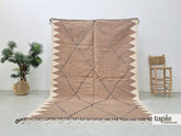 Oualidia - Tapis berbère 204x300 taupe clair et blanc géométrique - Tapis Zanafi Kilim