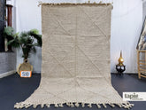 Yassir - Tapis berbère 150x248 beige et blanc - Tapis Zanafi géométrique