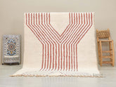 Samira - Tapis Beni Ourain terracotta et blanc - tapis berbère rayé sur mesure