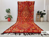 Sarabeel - Tapis berbère 188x467 rouge et orange - Tapis Beni M'Guild géométrique vintage