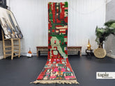 Shumaila - Tapis berbère 67x300 multicolore rouge et vert - Tapis Boujad patchwork