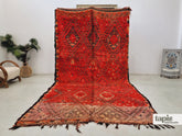 Nasma - Tapis berbère 203x386 rouge et noir - Tapis Beni M'Guild géométrique antique