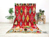 Aalya - Tapis berbère 164x268 rouge géométrique - Tapis Boujaad vintage
