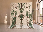 Adrar -Tapis berbère sur mesure vert et marron - Tapis Beni Ourain géométrique