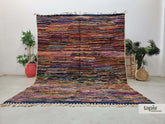 Afella - Tapis berbère sur mesure multicolore - Tapis Beni Ourain à rayures shaggy
