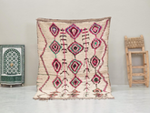 AMADEL - Tapis berbère Azilal vintage blanc et rose - Tapis marocain 120x200