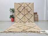 Analia - tapis berbère 190x360 beige et noir - tapis Beni Ouarain géométrique vintage