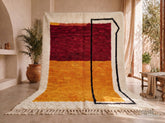 Anar - Tapis berbère sur mesure moutarde et bordeaux - Tapis Beni Ourain géométrique