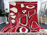 Arezki – tapis berbère beni ouarain abstrait sur mesure blanc et rouge