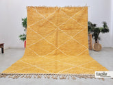 Assil - Tapis berbère sur mesure jaune et blanc - Tapis Beni Ourain géométrique losanges