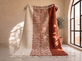 Azrug - Tapis berbère sur mesure terracotta et ivoire - Tapis Beni Ourain rayé