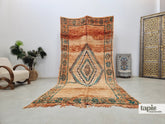 Bahia - Tapis berbère 172x364 orange saumon et vert - Tapis Beni M'Guild géométrique vintage