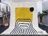 Bahram - Tapis Beni Ouarain jaune et noir - Tapis abstrait sur mesure