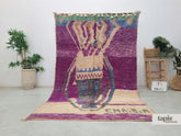 Chaibia - Tapis berbère 168x270 mauve et crème abstrait - Tapis Boujaad vintage
