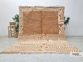 chame - Tapis berbère 250x300 blanc et marron clair - Tapis Beni Ouarain abstrait