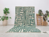 CHAMS - Tapis berbère sur mesure bleu gris et cyan - Tapis Mrirt tufté