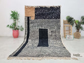 Cylia- Tapis berbère 185x300 noir et blanc - Tapis Beni Ouarain rayé