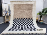 Dalila - Tapis Beni Ouarain beige et noir - Tapis damier sur mesure