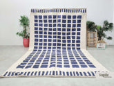 Dama - tapis-berbere-244x366-bleu-blanc-tapis-beni-ouarain-geometrique