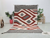 Doula - Tapis berbère 200x300 noir et blanc - Tapis Zanafi abstrait kilim