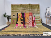 firdwas - Tapis berbère 315x417 vert et orange - tapis Boujad abstrait
