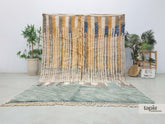 Ghafar - Tapis berbère 213x305 vert ombre et moutarde - Tapis Mrirt rayé