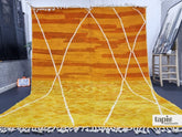 Ghania - tapis berbère sur mesure jaune et orange géométrique - tapis Beni Ouarain fait main