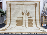 Ghazal – tapis berbère beni ouarain beige et blanc abstrait sur mesure