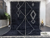 Ghazala - Tapis berbère 208x291 noir et blanc - Tapis Mrirt géométrique