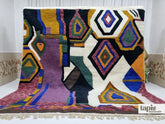 Habibah - Tapis berbère sur mesure violet et blanc - Tapis Beni Ourain à losanges