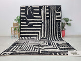 Hakiya – Tapis berbère sur mesure noir et blanc - Tapis Beni Ouarain rayé