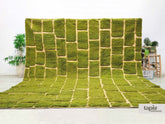Hannae - Tapis berbère 366x427 vert pistache - Tapis Beni Ouarain damier relief
