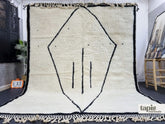 Haya - Tapis berbère sur mesure blanc et noir - Tapis Beni Ourain géométrique relief