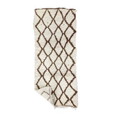HENA - Tapis berbère vintage 68x160 crème et marron - Tapis Beni Ouarain géométrique