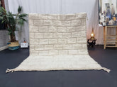Hina - Tapis berbère 152x180 blanc - Tapis Beni Ourain damier