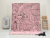 Horizon - Tapis Beni Ourain rose et noir - tapis berbère abstrait sur mesure