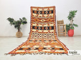 Idriss - Tapis Taznakht rouge et orange - Tapis berbère à motifs losanges 120x330