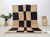 ILAF - Tapis berbère sur mesure beige et noir - Tapis Mrirt damier