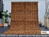 Ilian - Tapis berbère sur mesure marron à rayures - Tapis Beni Ourain relief