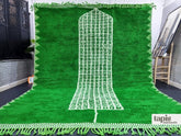 Isra - Tapis berbère 284x373 vert et blanc - Tapis Beni Ourain à carreaux