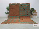 Kadeela -Tapis berbère 244x305 vert et marron clair - Tapis Beni Ouarain géométrique